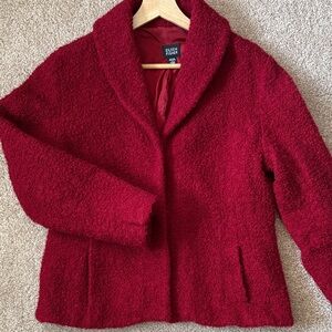 Eileen Fisher Deep Red Bouclé wool blend Teddy Jacket